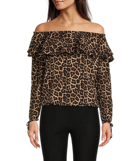 MICHAEL Michael Kors Leopard Print Layered Ruffle Off